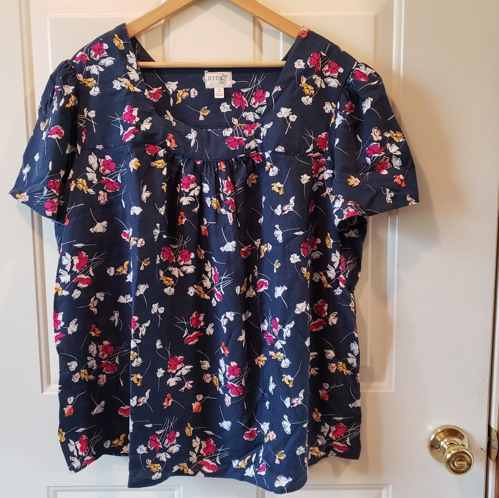 Terra and Sky Square Neck Blouse